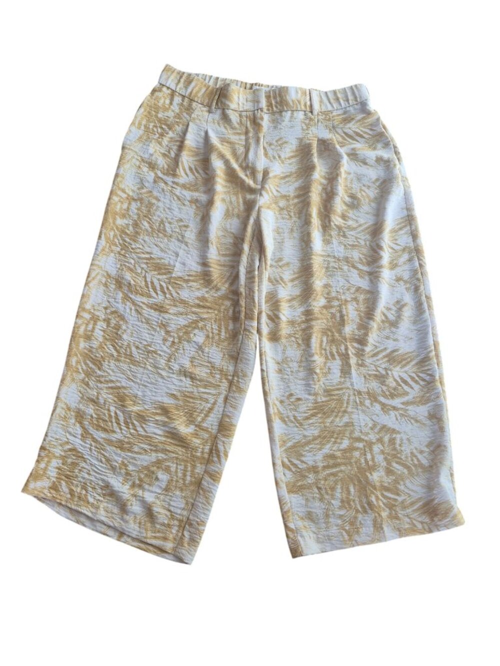 Haver & Blair Yellow Print Wide-Leg Crop Pants XL